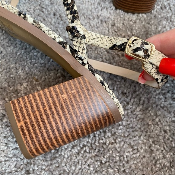 Halston Snake Print Healed Sandals - Picture 6 of 8